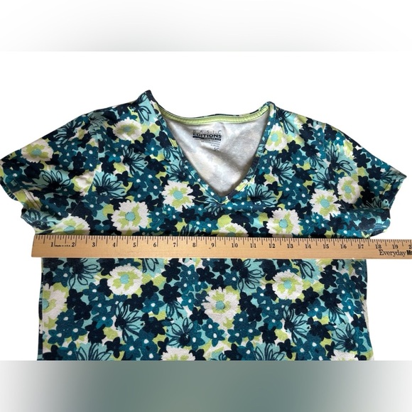 Basic Editions Blue Floral Short Sleeve Tee Size S Casual Floral - Picture 4 of 6